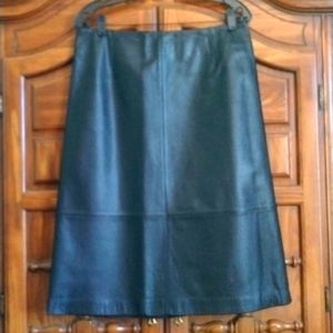 Ann Taylor Loft Genuine Black Leather Skirt Size 12.